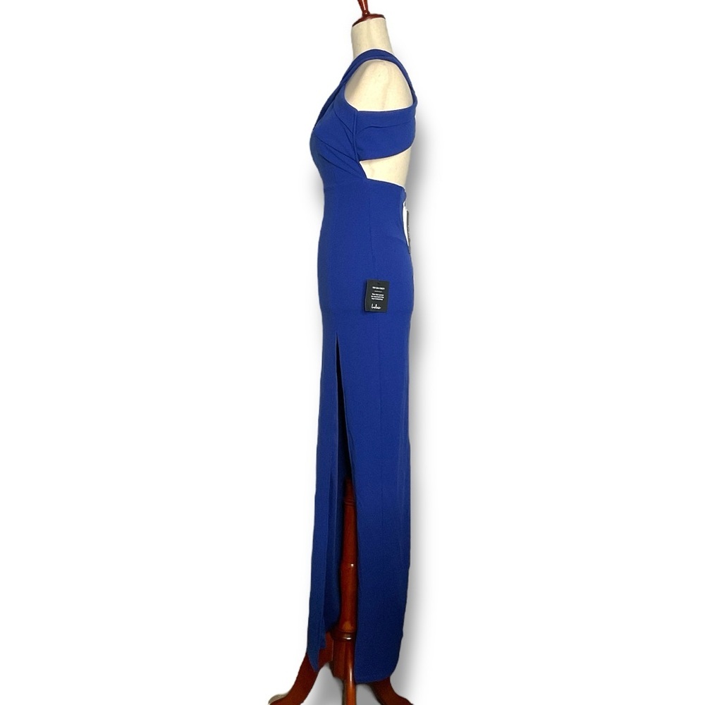 Lulu's Royal Blue Halter Neck High Slit Maxi Dress Size XSmall - Picture 4 of 6